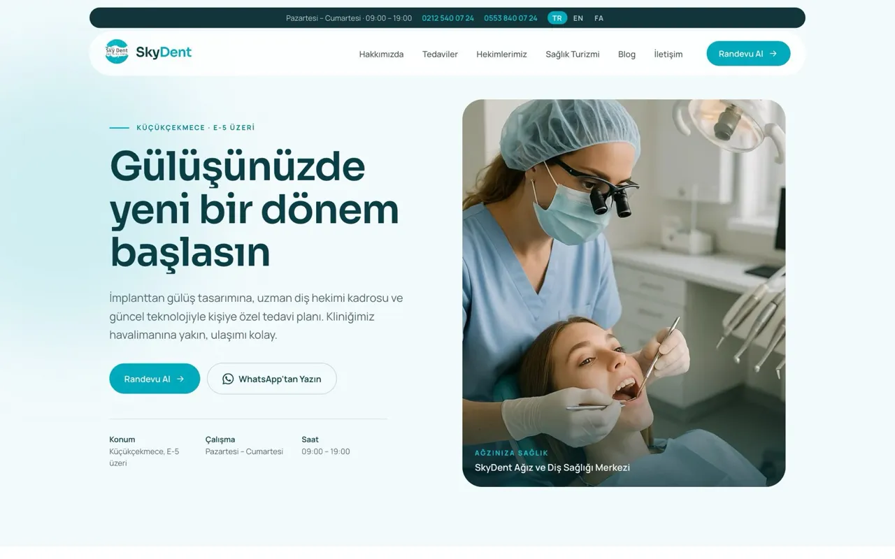 SkyDent website homepage