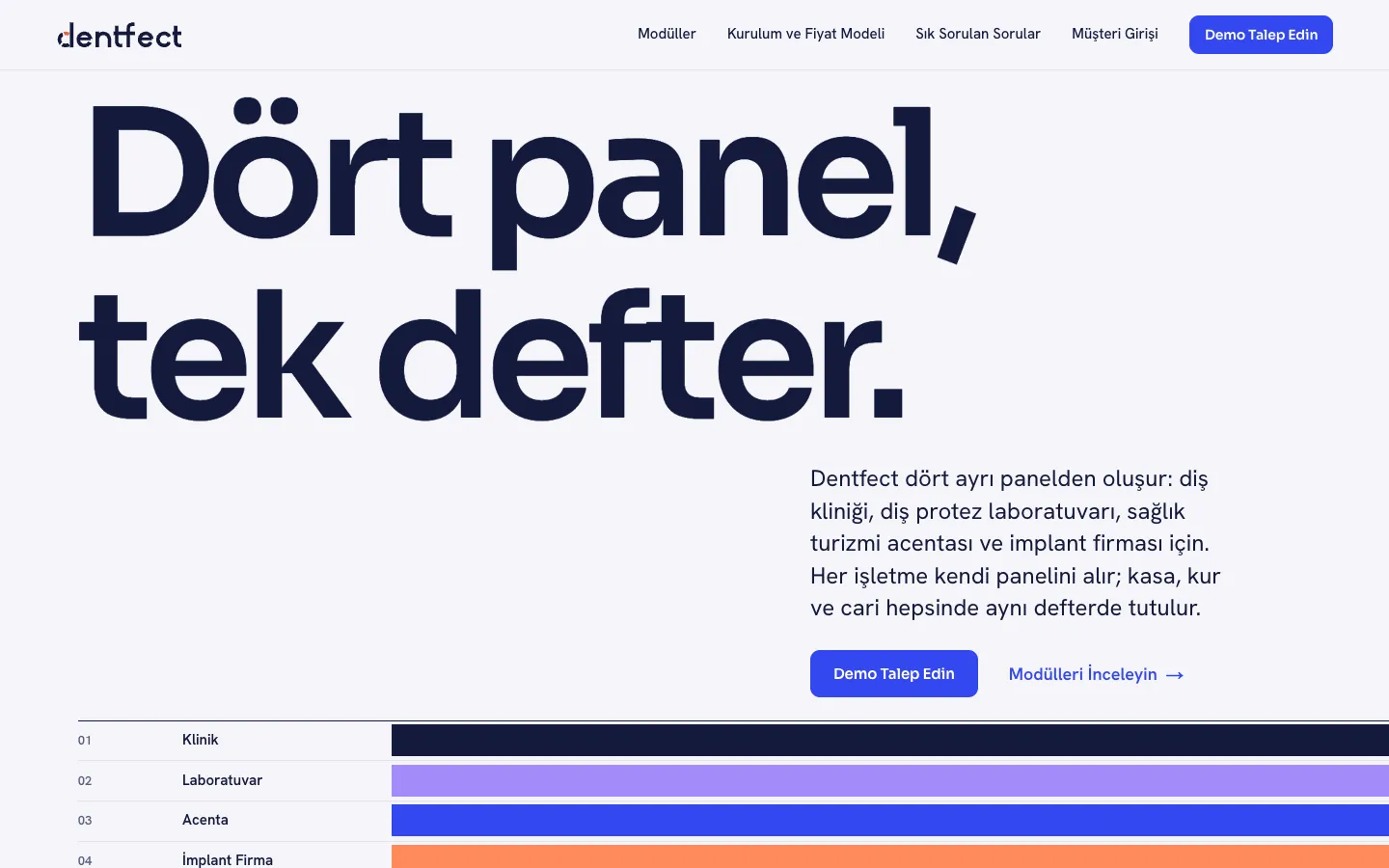 Dentfect web sitesinin canlı ekran görüntüsü